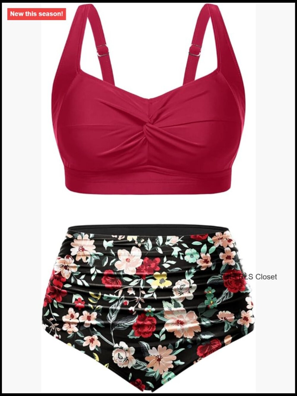 Plus Size High Waisted Bikini Set Two Piece Swimsuit Tummy Control Bathing Suits